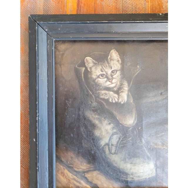 American 19th or 20th Century Folk Art Painting of Puss in Boots, Signed For Sale - Image 3 of 16