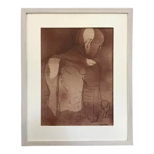 Expressionist Figurative Drawing Mid Century Modern Watercolor and Ink