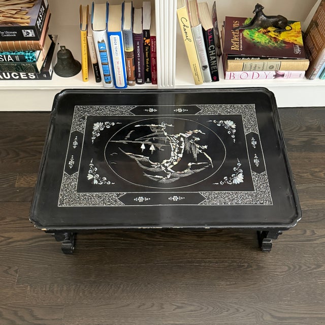 Early 20th Century Low Asian Style Table With Intricate Mother of Pearl Inlay For Sale In Washington DC - Image 6 of 11