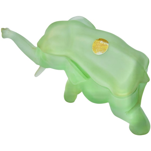 Mid-Century Modern Mid 20th Century Handblown Green Art-Glass Elephant Candy Jar For Sale - Image 3 of 5