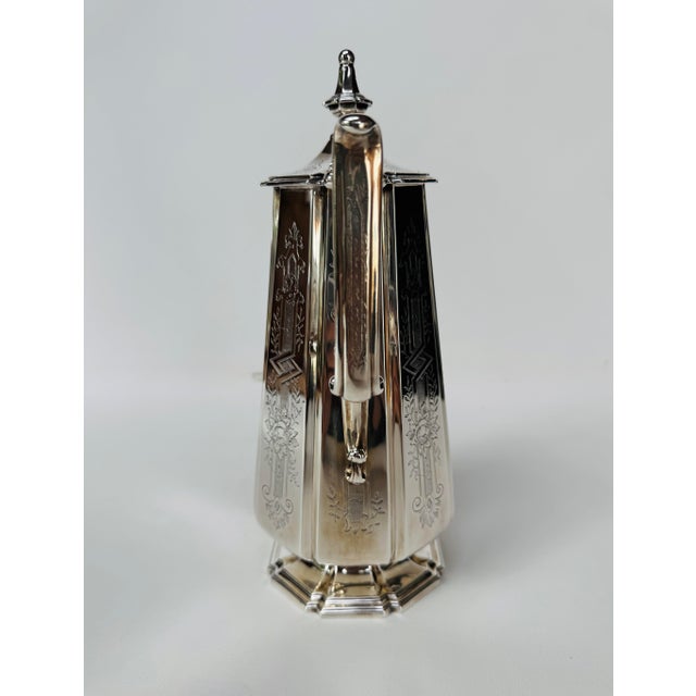 Antique S & Co Engraved Silver Plate Coffee Pot For Sale - Image 9 of 15