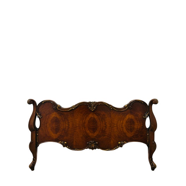 French Antique French Louis XV Style Flame Mahogany Twin Bed Frame With Gilt Carved Accents For Sale - Image 3 of 7