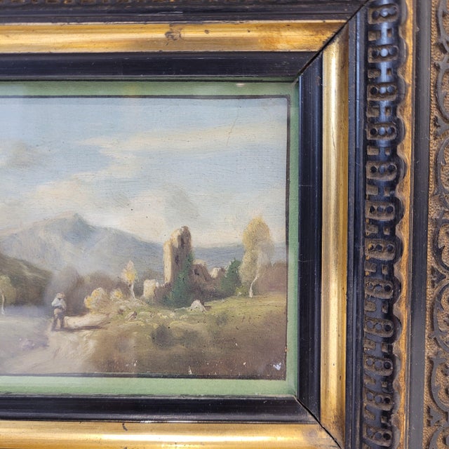 Blue Landscape with Peasant, Late 19th Century, Oil on Cardboard, Framed For Sale - Image 8 of 18