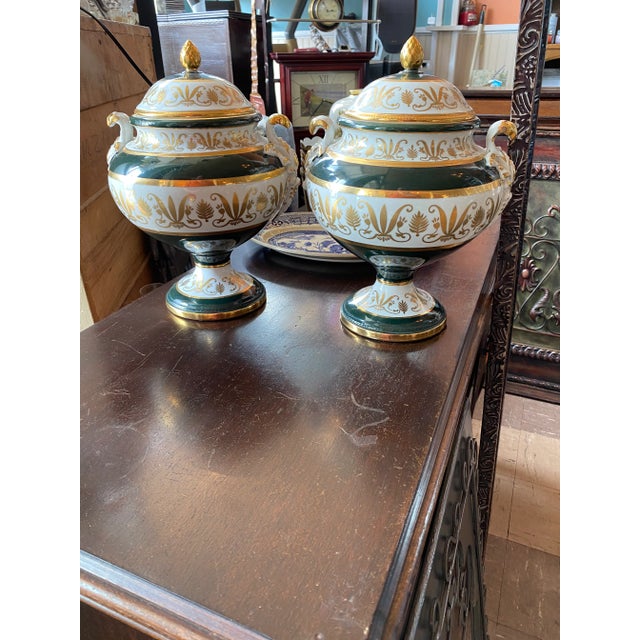 1965 Decorative Gold Etch Urns - a Pair For Sale - Image 9 of 9