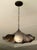 Mid-Century Modern Ruffle Brass Pendant Light, Wavy Kitchen Island Lamp With Alabaster Globe For Sale - Image 3 of 15