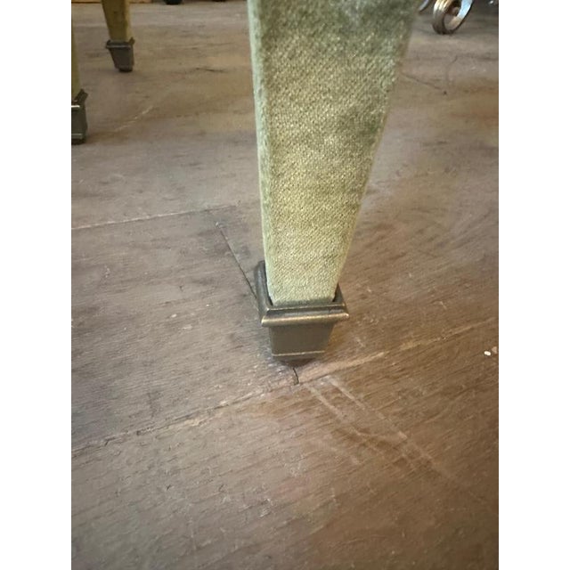 Mid-Century French Green Velvet and Brass Ottomans, 1950, Set of 2 For Sale - Image 6 of 10