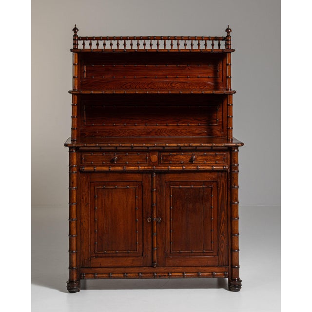 1900 - 1909 1900-1909 France Rich Walnut Brown Carved Walnut Server With Gallery Shelf For Sale - Image 5 of 11