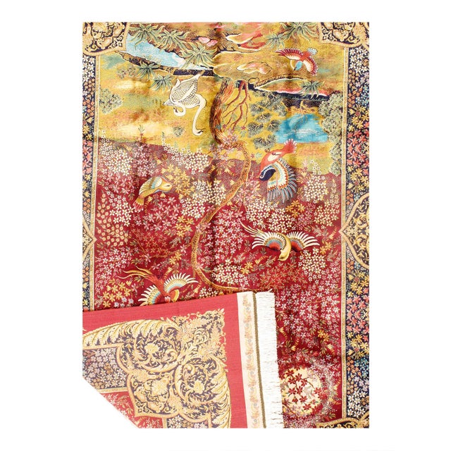 Traditional Exquisite Design Paris Palace Fine Power Loom v. Silk Rug For Sale - Image 3 of 3