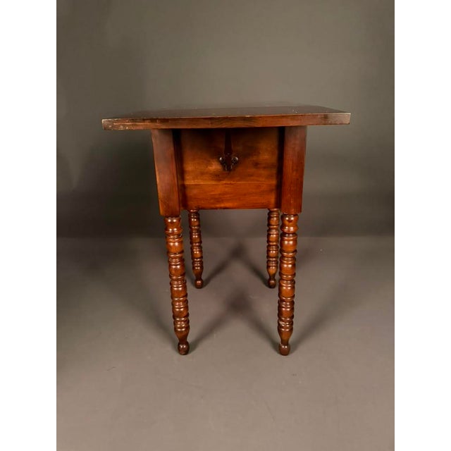 Wood Mid 20th Century American Solid Birch Drop Leaf Side Table by Davis Cabinet Co., Two Drawer Nightstand For Sale - Image 7 of 18