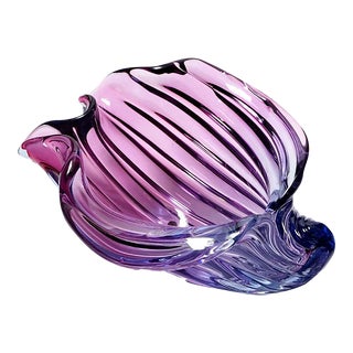 1960s Barbini Murano Mid-Century Modern Italian Studio Art Glass Shell Bowl For Sale