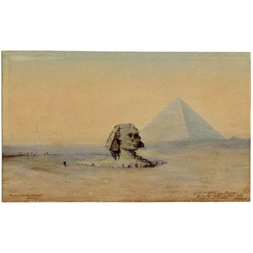 An original 1898 watercolour painting, Robert Murdoch Wright, Great Sphinx of Giza & Pyramid, Cairo, Egypt.An impressive...