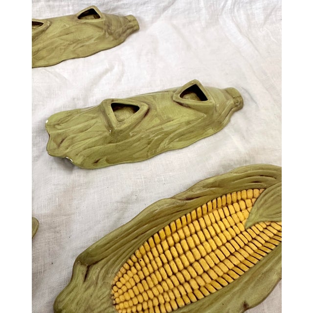 Mid-Century Modern Vintage Majolica Style Corn Cob Holders - Set of 6 For Sale - Image 3 of 7