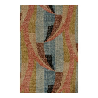 Rug & Kilim’s Distressed Deco Style Rug in Blue & Beige-Brown Geometric Patterns For Sale