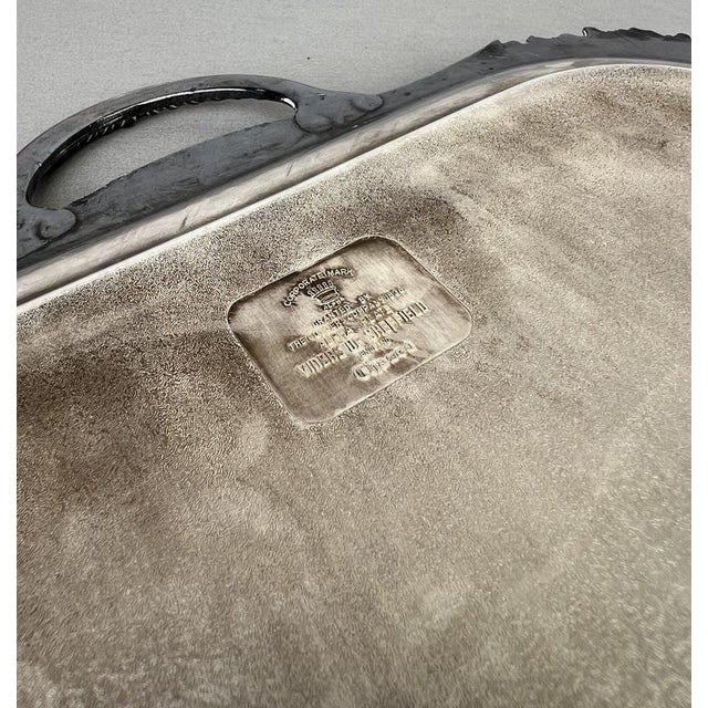 Vintage English Ornate Engraved Metal Twin Handle Tray For Sale - Image 17 of 18