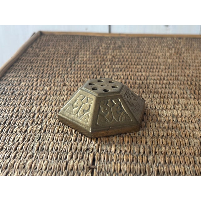Metal MCM Brass Flower Frog or Incense Holder For Sale - Image 7 of 9
