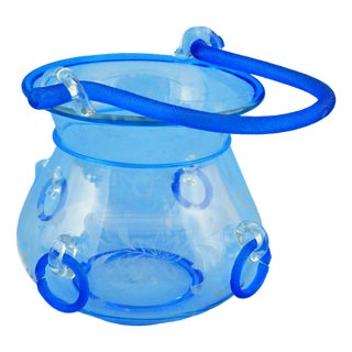 20th Century Art Deco Murano Glass Bucket Vase attributed to the Salviati & C. Glassworks, Venice, Italy, 1930s For Sale