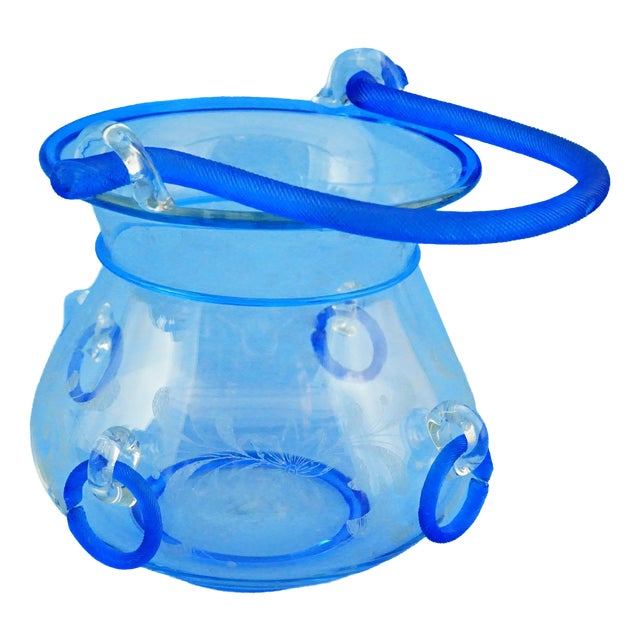 20th Century Art Deco Murano Glass Bucket Vase attributed to the Salviati & C. Glassworks, Venice, Italy, 1930s For Sale