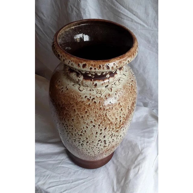 Vintage German Ceramic Vase with Brown-Beer Glaze, 1970s, in Very Good conditions. Designed 1970 to 1979