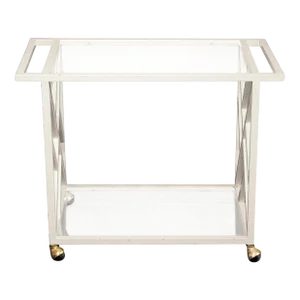 Circa 1970 American Mid-Century Modern Iron & Glass Bar Cart