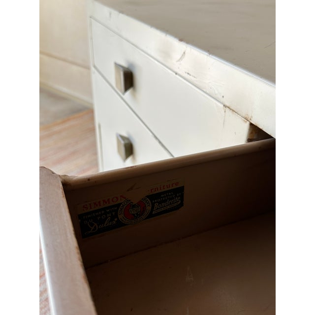 Simmons Company Furniture Vintage Simmons Metal Desk With Original Square Pulls, C 1940s For Sale - Image 4 of 15