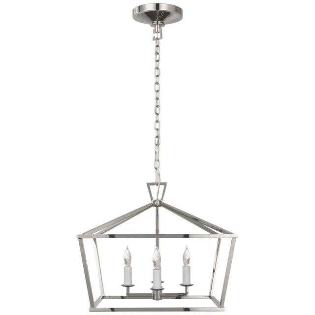 Darlana Small Wide Semi-Flush Mount Lantern in Polished Nickel Designer: Chapman & Myers Canopy: 6" Round Mounting: Chain...