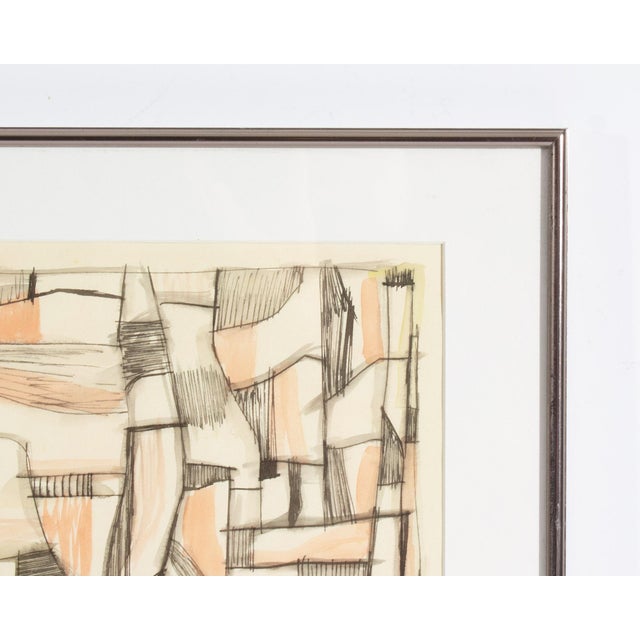 Harry Hilson 1961 Abstract Ink and Watercolor Painting For Sale In Indianapolis - Image 6 of 8