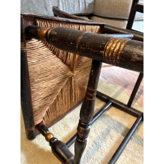 American Pair of Vintage Rush Seat Ladderback Chairs For Sale - Image 3 of 12