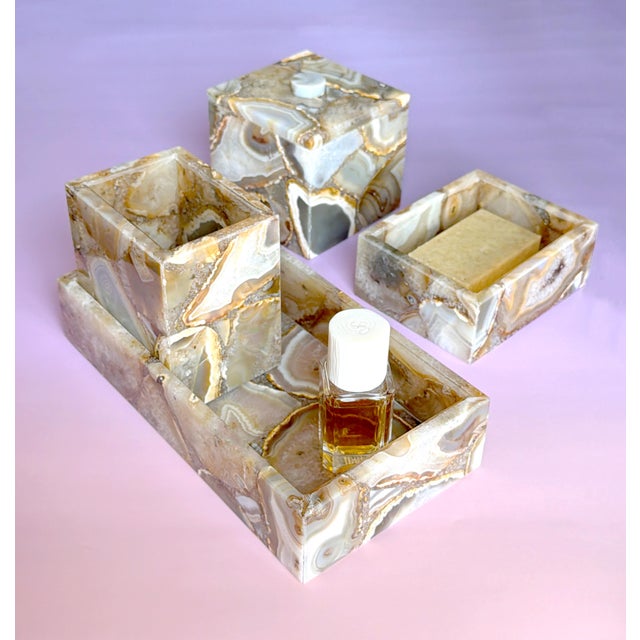 Natural Agate Bath Set / Organic Decor / Ships Next Day From New York For Sale In New York - Image 6 of 6