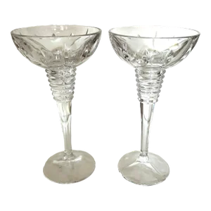 Contemporary Waterford Clear Crystal Marquis Gemini Candle Holders- Set of 2