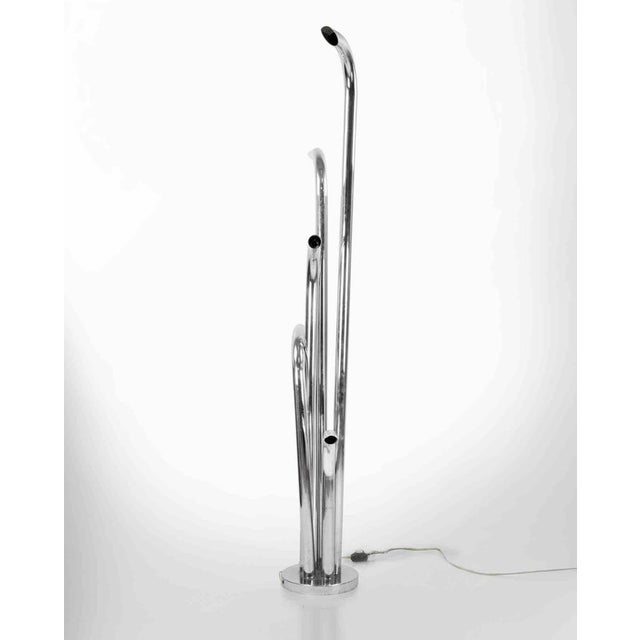 Vintage Chromed Floor Lamp, Italy, 1970s For Sale - Image 3 of 8