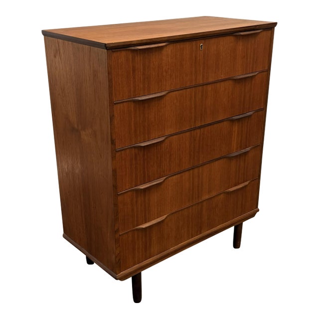 Vintage Danish Modern Teak Five-Drawer Chest by Ejsing Møbelfabrik, Circa 1950s For Sale
