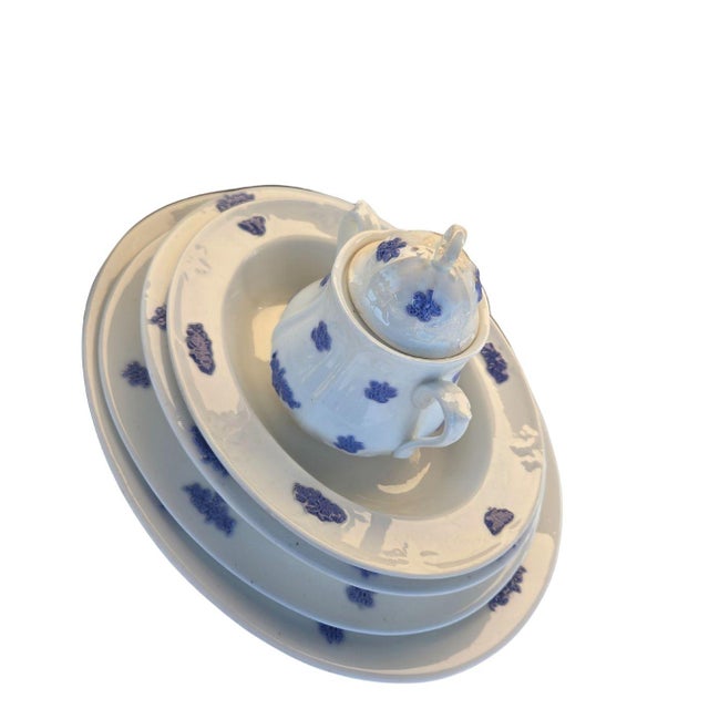 Antique Adderley England “Chelsea Blue” 75-Piece Bone China Set, 1930s • Raised For Sale - Image 15 of 18