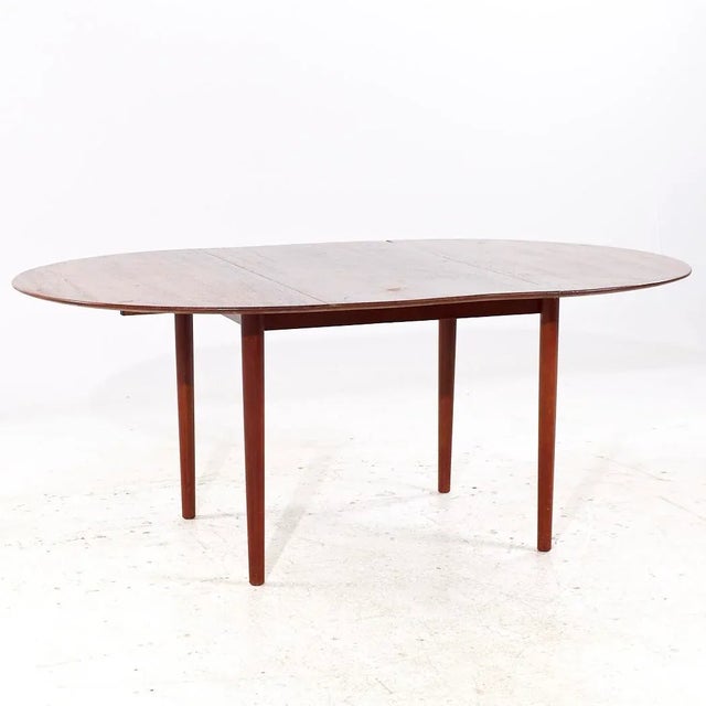 Wood Moreddi Style Mid Century Danish Teak Expanding Dining Table With 1 Leaf For Sale - Image 7 of 10