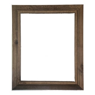 Primitive Wood and Burlap Trompe Picture Frame For Sale