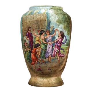 Antique German Royal Bonn Porcelain Tapestry Vase, Classical Genre Scene, C1900 For Sale