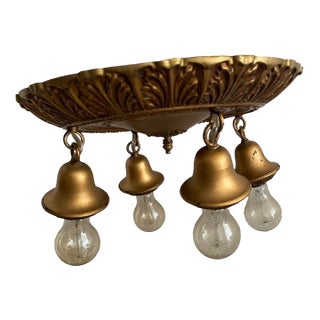 Brandt Lighting Gold Gilt Four-Light Pan Ceiling Mount Light 1910 For Sale