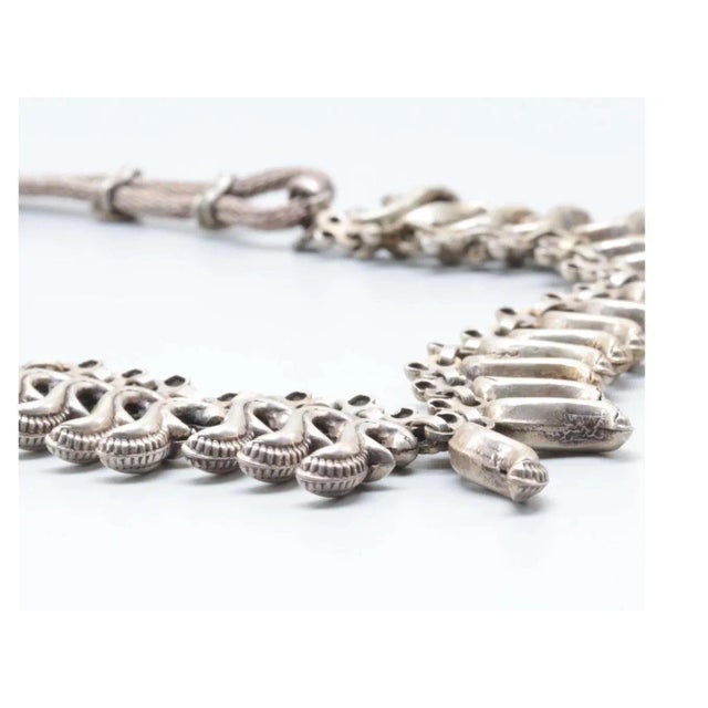 Vintage Artisan Sterling Silver Dangle Collar Necklace For Sale - Image 4 of 5