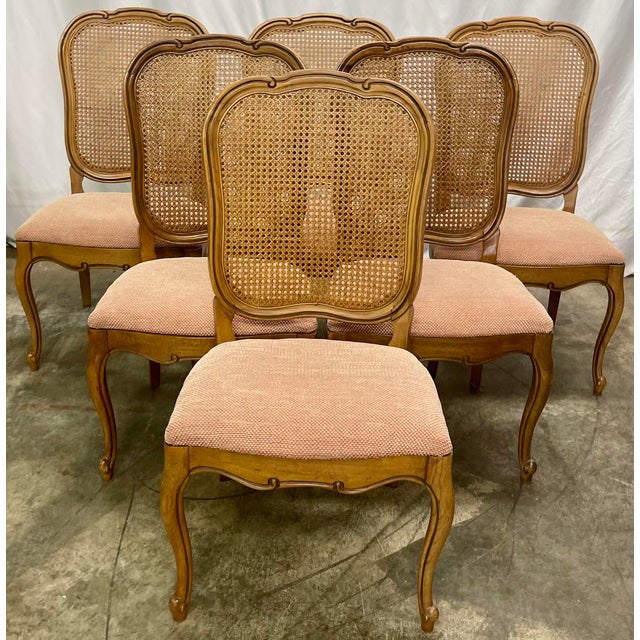 Vintage Thomasville French Provincial Caned Dining Chairs Set of 6