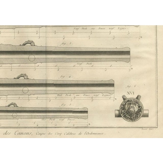 Black Diderot, Cannon Designs and Cross-Sections, 1700s, Print For Sale - Image 8 of 10