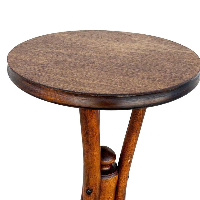 Late 19th Century Late 19th Century Late Victorian Thonet Style Bentwood Oak Tripod Plant Stand Pedestal Table For Sale - Image 5 of 6
