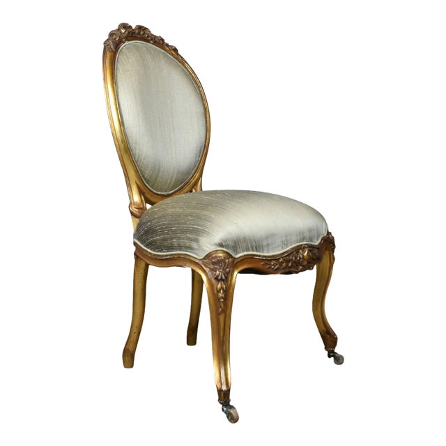 Mid 20th Century French Gilt Wood Salon Chair For Sale