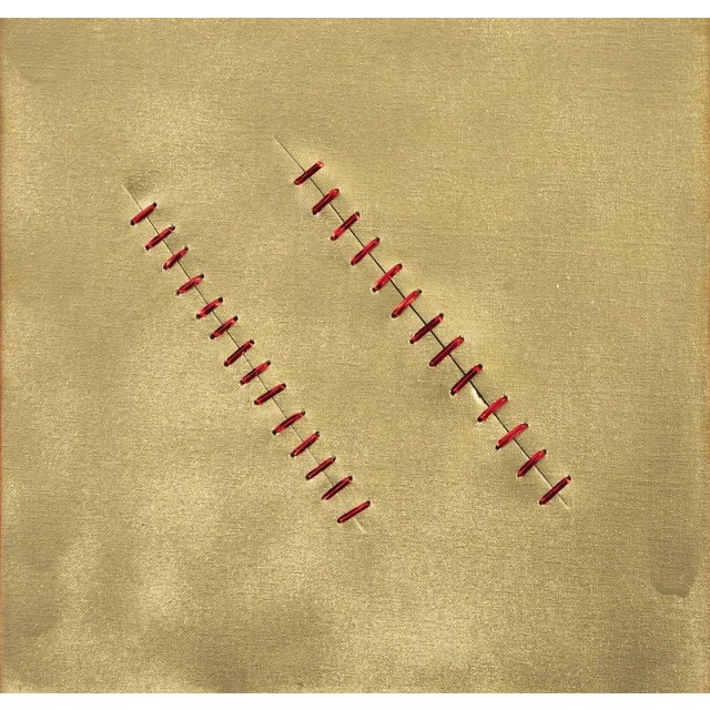 Contemporary Seams on Gold - Original Acrylic Painting by Mario Bigetti - 2020 2020 For Sale - Image 3 of 3