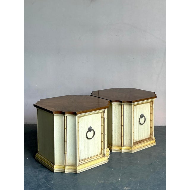 A stunning example of Hollywood Regency glamour, this exquisite pair of side tables by the renowned American maker,...