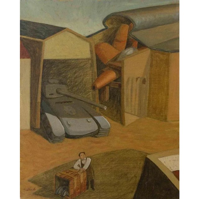 1970s Alberto Gallerati, At the Piacenza Arsenal Not to Destroy But to Build, 1970s, Oil on Canvas For Sale - Image 5 of 5