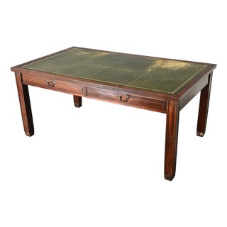 19th Century French Art Nouveau Mahogany & Leather Partners Desk For Sale