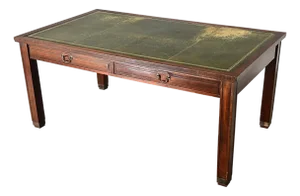 19th Century French Art Nouveau Mahogany & Leather Partners Desk
