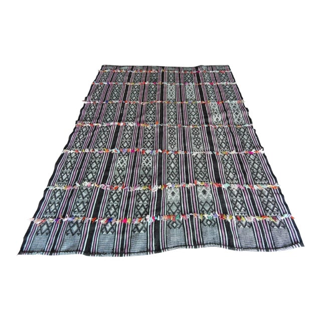 Vintage Primitive Rug Hand Woven Cotton Anatolian Kilim Rug - 5′8″ × 7′8″ For Sale