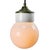 Mid-Century Modern Vintage Industrial Porcelain, Brass, and Opaline Glass Pendant Light For Sale - Image 3 of 7