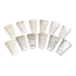 Set of 12 Art Deco Baccarat Crystal Cale-Assiettes (Plate Wedges) With Original Baccarat & Vessière Labels For Sale