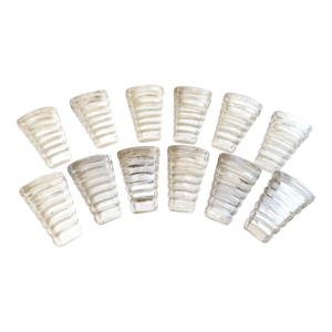 Set of 12 Art Deco Baccarat Crystal Cale-Assiettes (Plate Wedges) With Original Baccarat & Vessière Labels